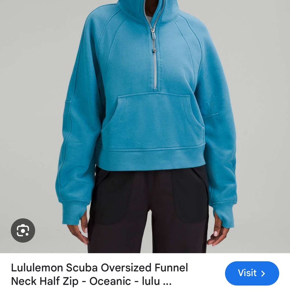 lululemon athletica Women's Blue Funnel Neck Top